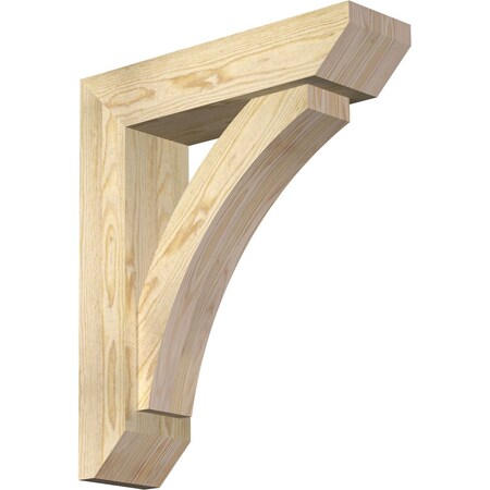 Ekena Millwork Thorton Slat Rough Sawn Bracket w/ Offset Brace, Douglas Fir, 6"W x 22"D x 26"H BKT0604X22X26THR06RDF